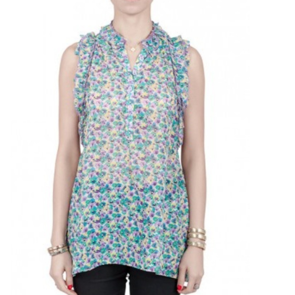 FINAL PRICE - BCBG MaxAzria Silk Blend Floral Sleeveless Top S